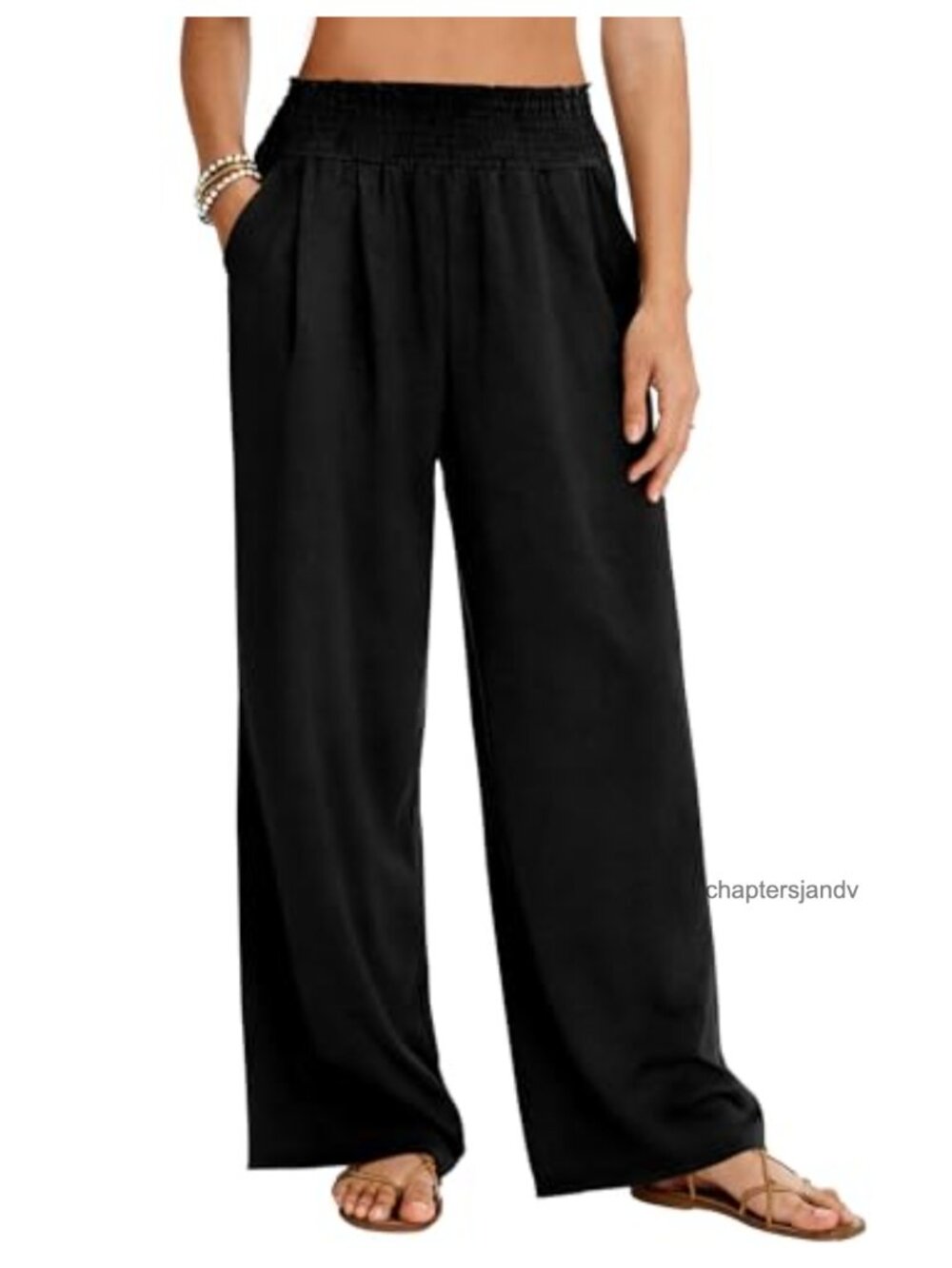 LOMON Palazzo Pants Wide Leg High Waist Pull On Pockets Beach Casual